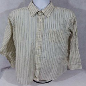 Men's 17.5 34/35 John Weitz Long Sleeve Yellow Striped Dress Shirt